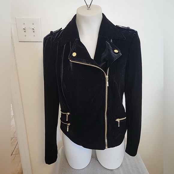 Inc International Concepts black velvet moto jacket - size Large (L) - Picture 2 of 2